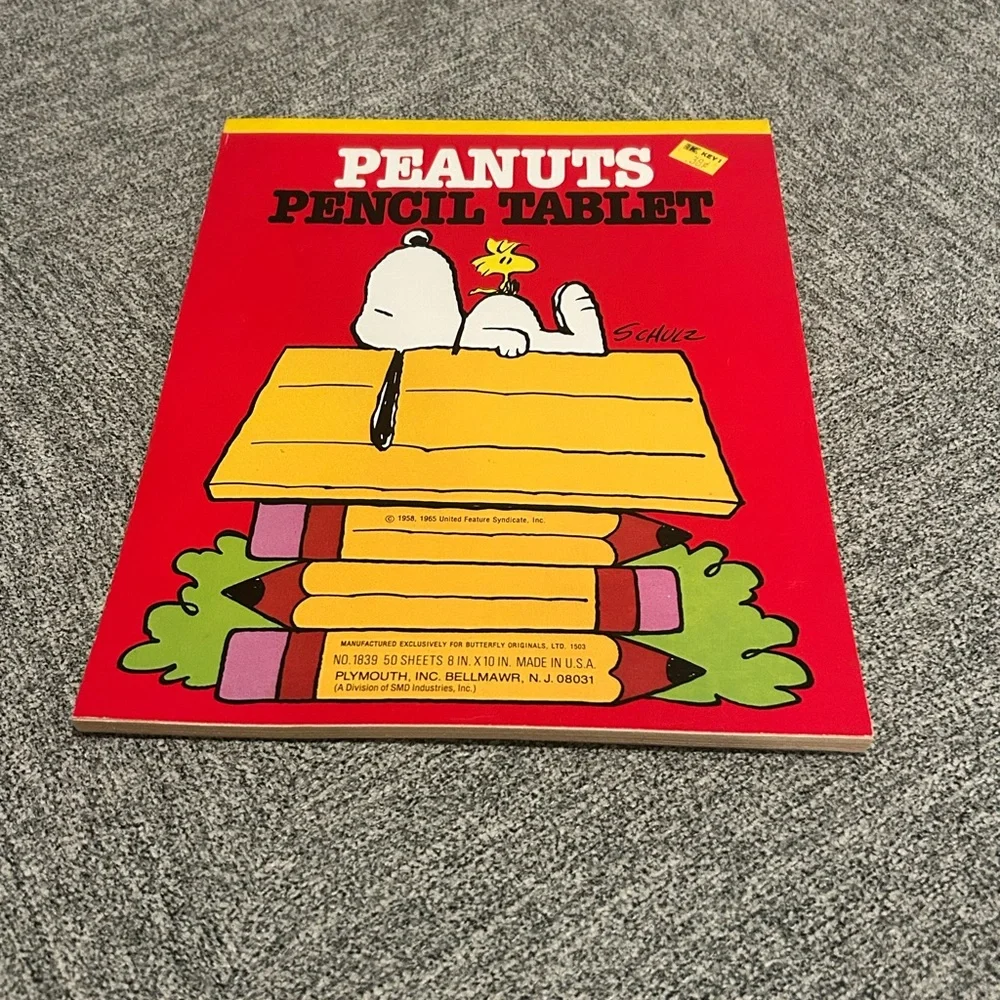 Vintage Peanuts Pencil Tablet Notebook - Red and Yellow